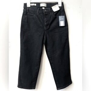 Universal Thread Mid Rise 80s Slim Capri Jeans Womens 6 Black Demim Button Fly